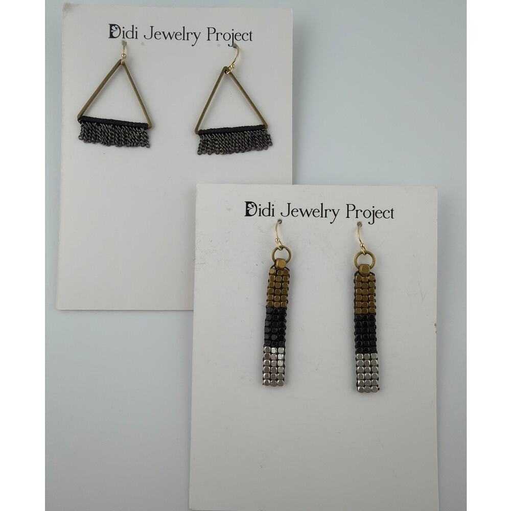 NWT Didi Jewelry Project Set 2 Earrings Metal Bead Gold Chain Dangle